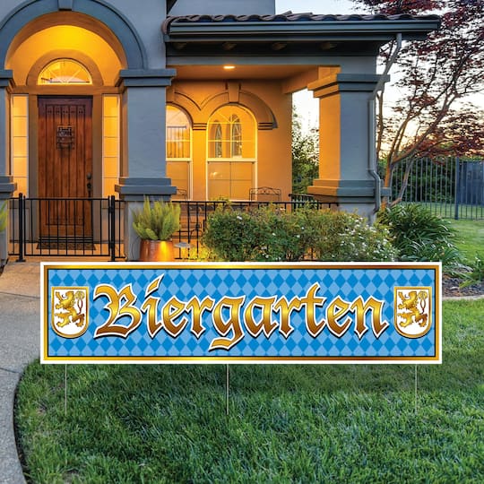 Beistle 11.75" x 47" Oktoberfest Plastic Jumbo Biergarten Yard Sign